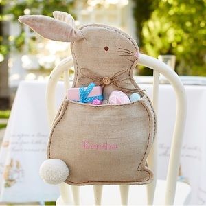 Pottery Barn Kids Peter Cottontail Linen Bunny Chair Backer Treat Bag - Set of 2